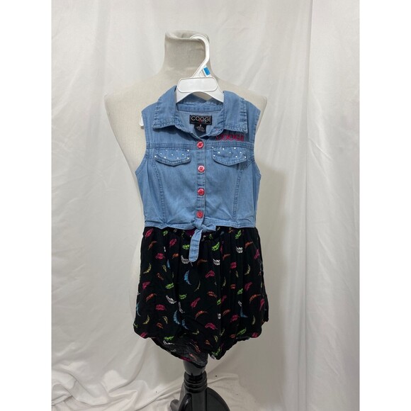 Coogi Girl's Jumper Blue and Black One-Piece Feathers Kids Size 5 - Picture 2 of 7